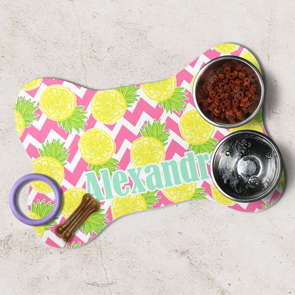 Pineapples Dog Bone Shaped Mat Lifestyle