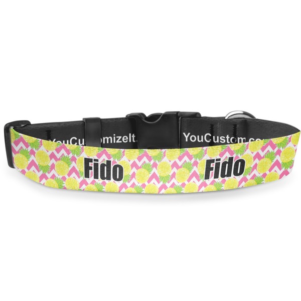 Custom Pineapples Deluxe Dog Collar (Personalized)