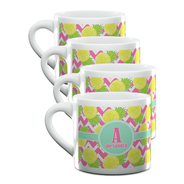 Custom Pineapples Double Shot Espresso Cups - Set of 4 (Personalized)