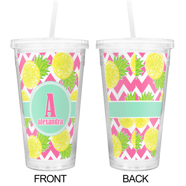 Pineapples Double Wall Tumbler with Straw - Approval