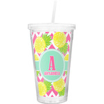 Pineapples Double Wall Tumbler with Straw (Personalized)