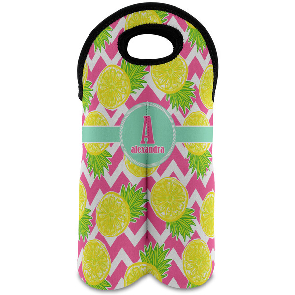 Custom Pineapples Wine Tote Bag (2 Bottles) (Personalized)