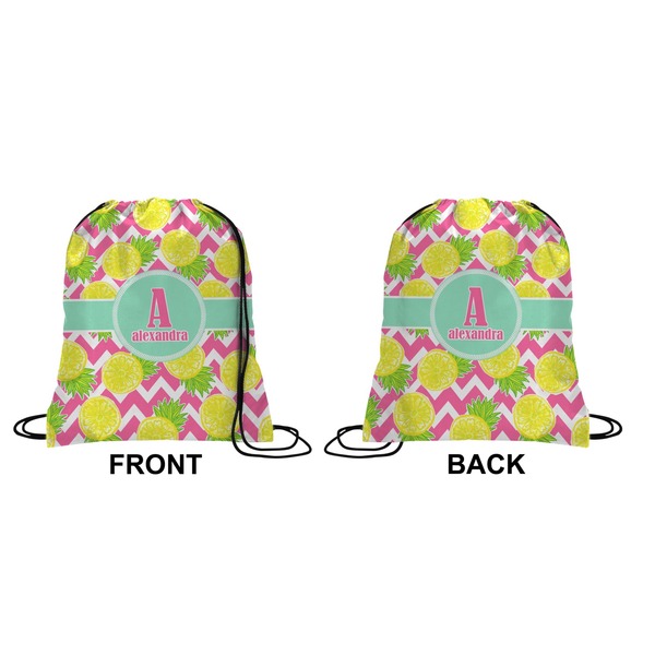 Pineapples Drawstring Backpack Front & Back Medium