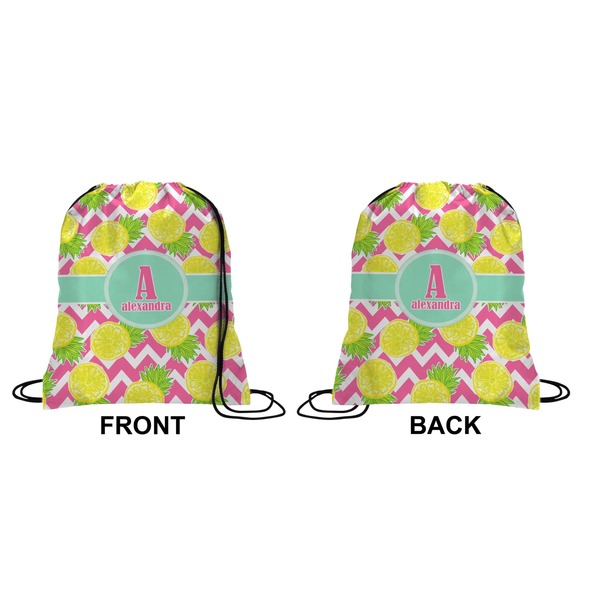 Pineapples Drawstring Backpack Front & Back Small
