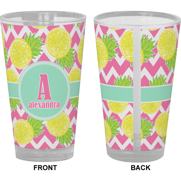 Pineapples Pint Glass - Full Color - Front & Back Views