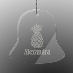 Pineapples Engraved Glass Ornament - Bell (Personalized)