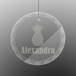 Pineapples Engraved Glass Ornament - Round (Personalized)