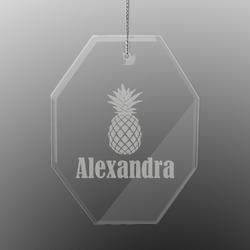 Pineapples Engraved Glass Ornament - Octagon (Personalized)