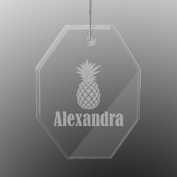 Pineapples Engraved Glass Ornament - Octagon (Personalized)