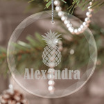 Pineapples Engraved Glass Ornament (Personalized)