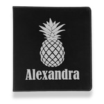 Pineapples Leather Binder - 1" - Black (Personalized)