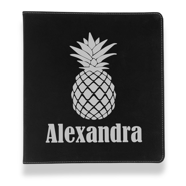 Custom Pineapples Leather Binder - 1" - Black (Personalized)