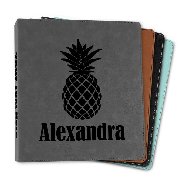 Custom Pineapples Leather Binder - 1" (Personalized)