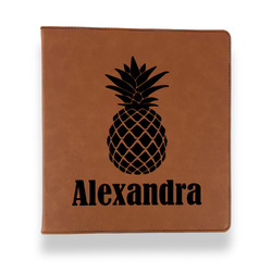 Pineapples Leather Binder - 1" - Rawhide (Personalized)