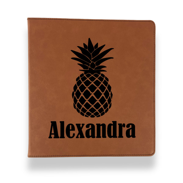 Custom Pineapples Leather Binder - 1" - Rawhide (Personalized)