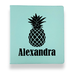 Pineapples Leather Binder - 1" - Teal (Personalized)