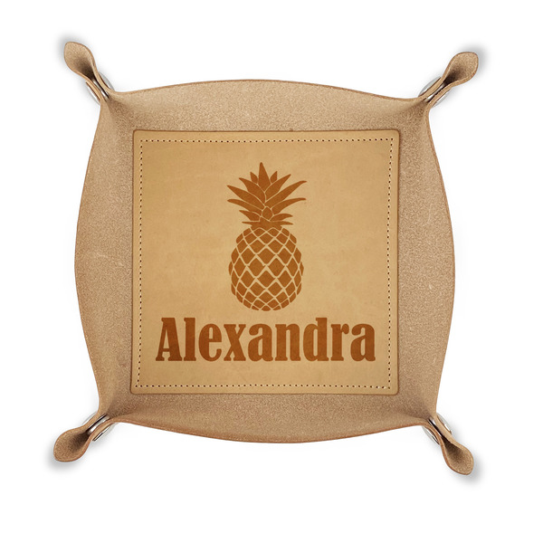 Custom Pineapples Genuine Leather Dice Tray (Personalized)