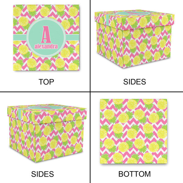 Pineapples Gift Boxes with Lid - Canvas Wrapped - Large - Approval