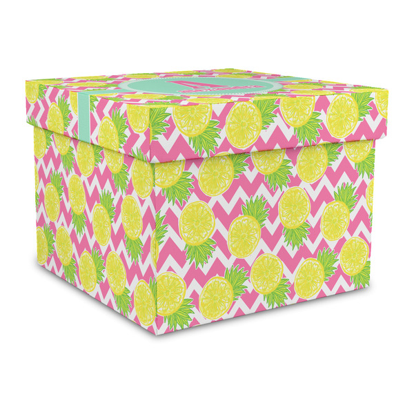 Custom Pineapples Gift Box with Lid - Canvas Wrapped - Large (Personalized)
