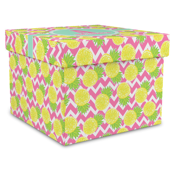 Custom Pineapples Gift Box with Lid - Canvas Wrapped - X-Large (Personalized)