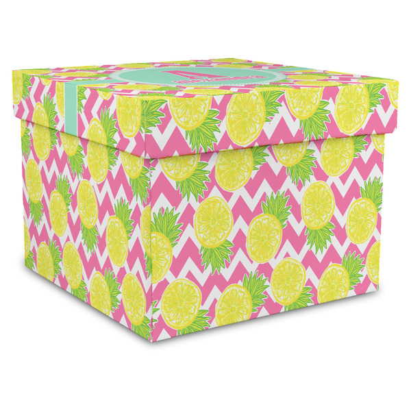 Custom Pineapples Gift Box with Lid - Canvas Wrapped - XX-Large (Personalized)