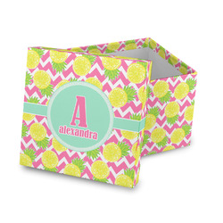 Pineapples Gift Box with Lid - Canvas Wrapped (Personalized)
