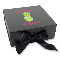 Pineapples Gift Box with Magnetic Lid - Black (Personalized)