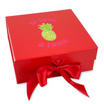 Pineapples Gift Box with Magnetic Lid - Red (Personalized)