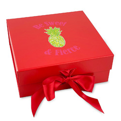 Pineapples Gift Box with Magnetic Lid - Red (Personalized)