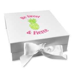 Pineapples Gift Box with Magnetic Lid - White (Personalized)