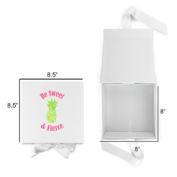 Pineapples Gift Boxes with Magnetic Lid - White - Open & Closed
