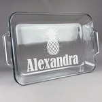 Pineapples Glass Baking Dish with Truefit Lid - 13in x 9in (Personalized)