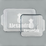 Pineapples Set of Glass Baking & Cake Dish - 13in x 9in & 8in x 8in (Personalized)