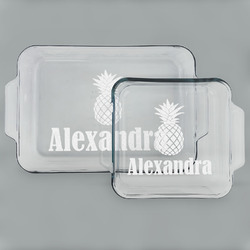Pineapples Set of Glass Baking & Cake Dish - 13in x 9in & 8in x 8in (Personalized)