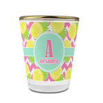 Pineapples Glass Shot Glass - 1.5 oz - with Gold Rim - Set of 4 (Personalized)