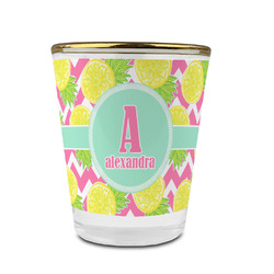 Pineapples Glass Shot Glass - 1.5 oz - with Gold Rim - Set of 4 (Personalized)