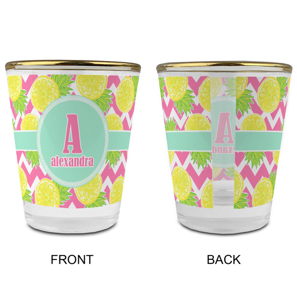 Pineapples Glass Shot Glass - with gold rim - APPROVAL