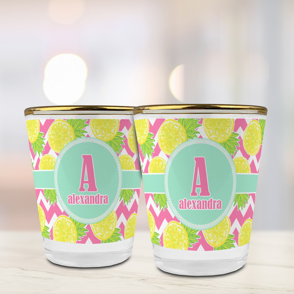 Pineapples Glass Shot Glass - with gold rim - LIFESTYLE