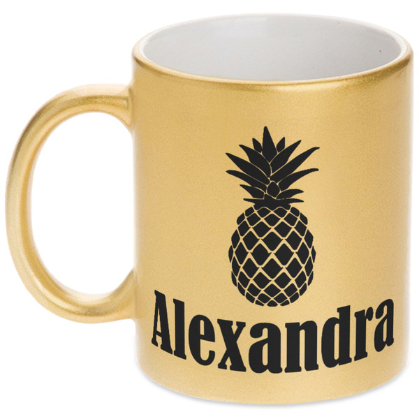 Custom Pineapples Metallic Gold Mug (Personalized)
