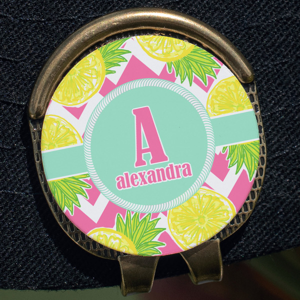 Pineapples Golf Ball Marker Hat Clip - Gold - Close Up