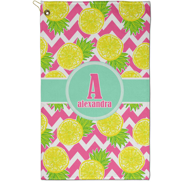 Custom Pineapples Golf Towel - Poly-Cotton Blend - Small w/ Name and Initial