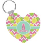 Pineapples Heart Plastic Keychain w/ Name and Initial