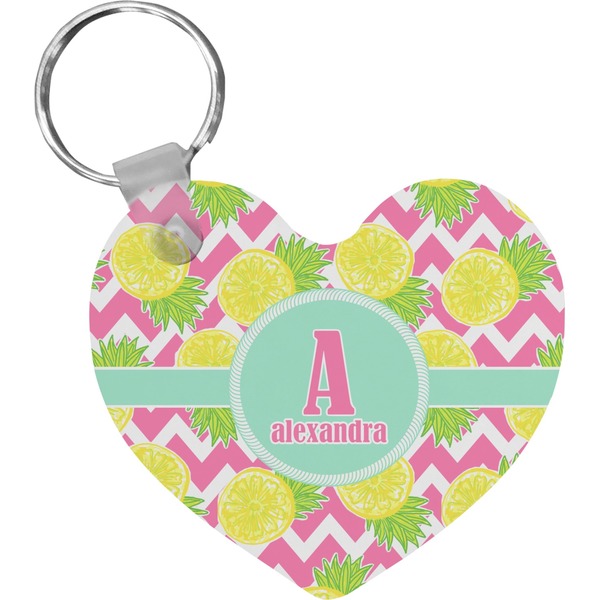 Custom Pineapples Heart Plastic Keychain w/ Name and Initial