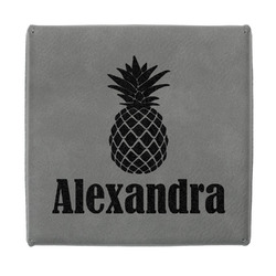 Pineapples Jewelry Gift Box - Engraved Leather Lid (Personalized)