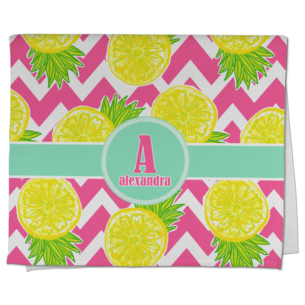 Custom Pineapples Kitchen Towel - Poly Cotton w/ Name and Initial