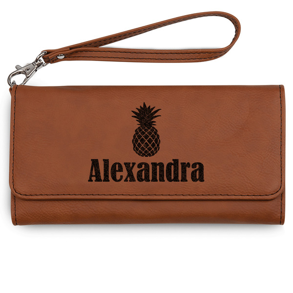 Custom Pineapples Ladies Leatherette Wallet - Laser Engraved - Rawhide (Personalized)