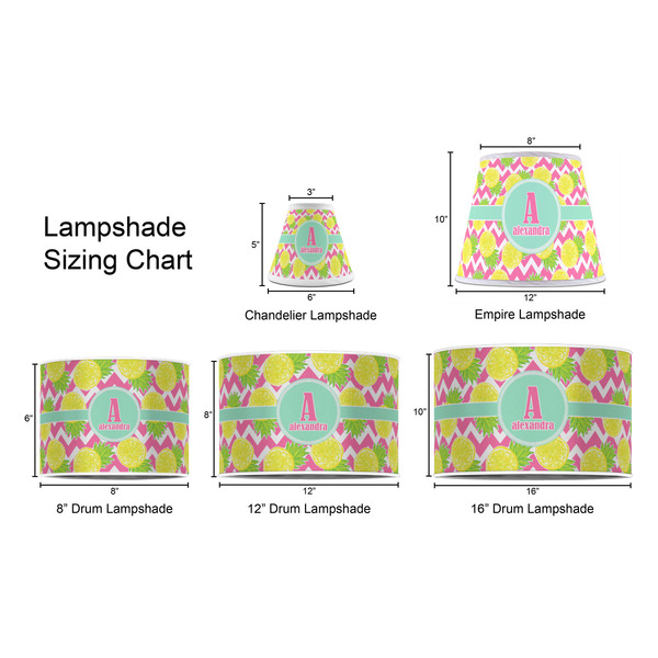 Pineapples Lampshade Sizing Chart