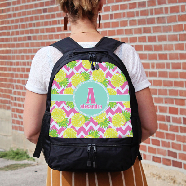 Pineapples Large Backpack - Black - On Back