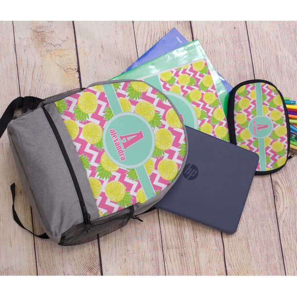 Pineapples Large Backpack - Gray - With Stuff