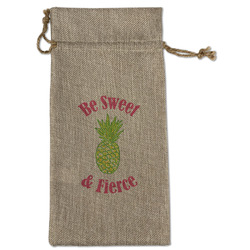 Pineapples Large Burlap Gift Bag - Front (Personalized)